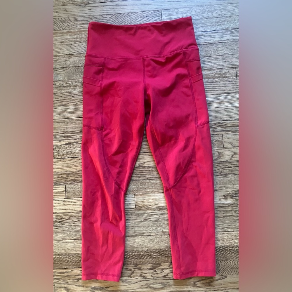 Zyia Active Crop Leggings Pockets Red 4
